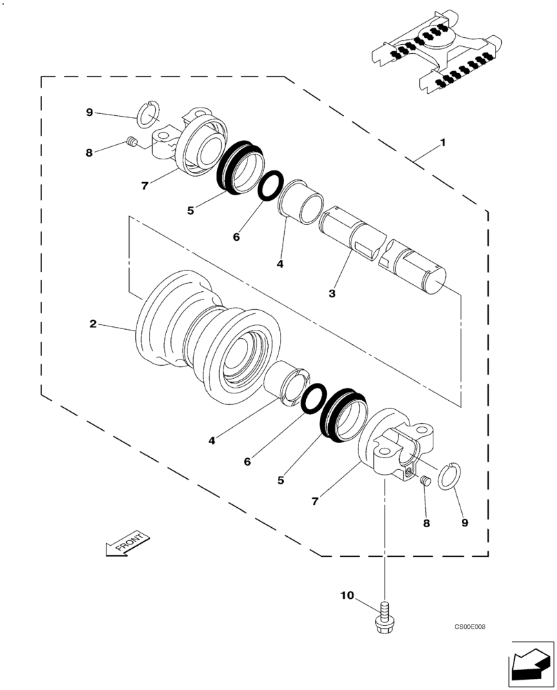 Схема запчастей Case CX240 - (05-08) - TRACK - ROLLER, LOWER (11) - TRACKS/STEERING