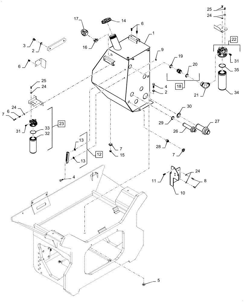 Схема запчастей Case 1650M WT/LGP - (35.300.AQ) - TANK - HYDRAULIC OIL RESERVOIR - BSN - NGC107003 (35) - HYDRAULIC SYSTEMS