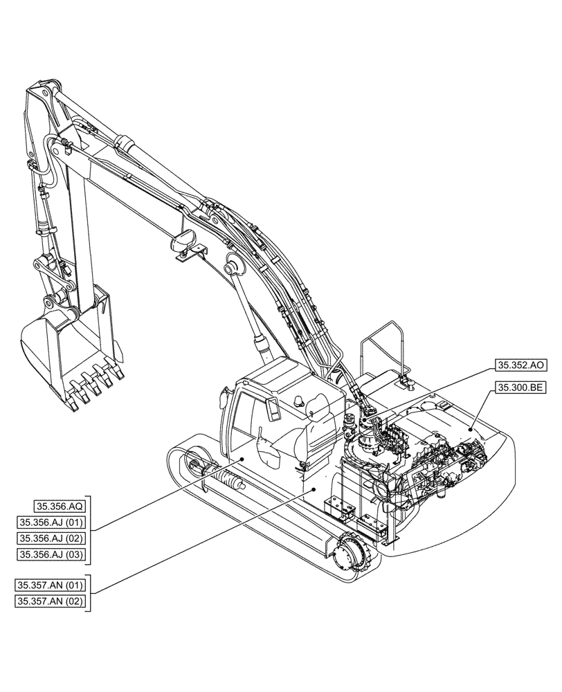 Схема запчастей Case CX250D LC LR - (35.000.00[05]) - SECTION INDEX - HYDRAULIC SYSTEMS (35) - HYDRAULIC SYSTEMS