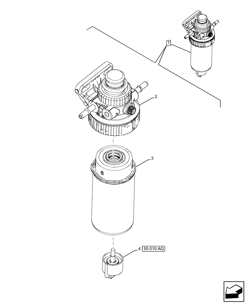 Схема запчастей Case 580SN - (10.206.AF[02]) - FUEL FILTER/WATER SEPARATOR, COMPONENTS (10) - ENGINE