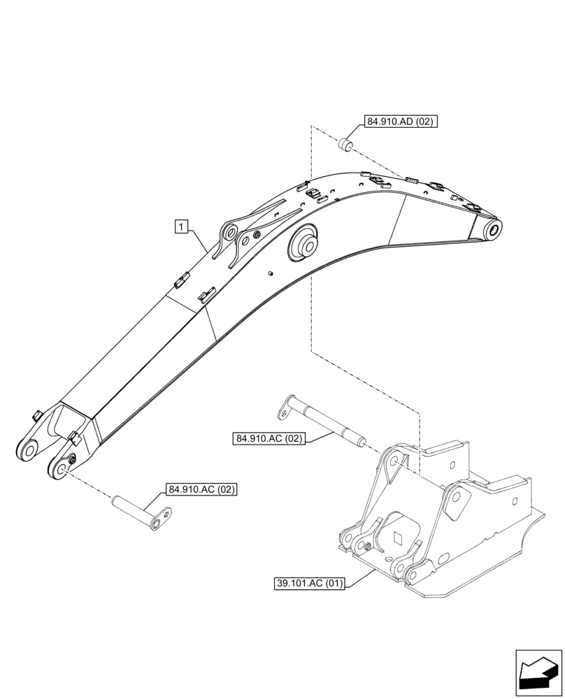 Схема запчастей Case CX350D LC - (84.910.AA[01]) - VAR - 461543 - BOOM, HEAVY DUTY (84) - BOOMS, DIPPERS & BUCKETS