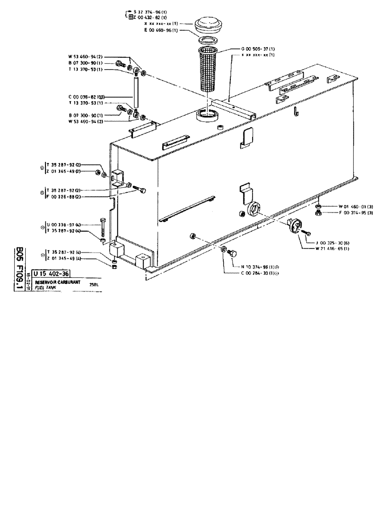 Схема запчастей Case 90BCL - (113) - FUEL TANK 258L (02) - FUEL SYSTEM