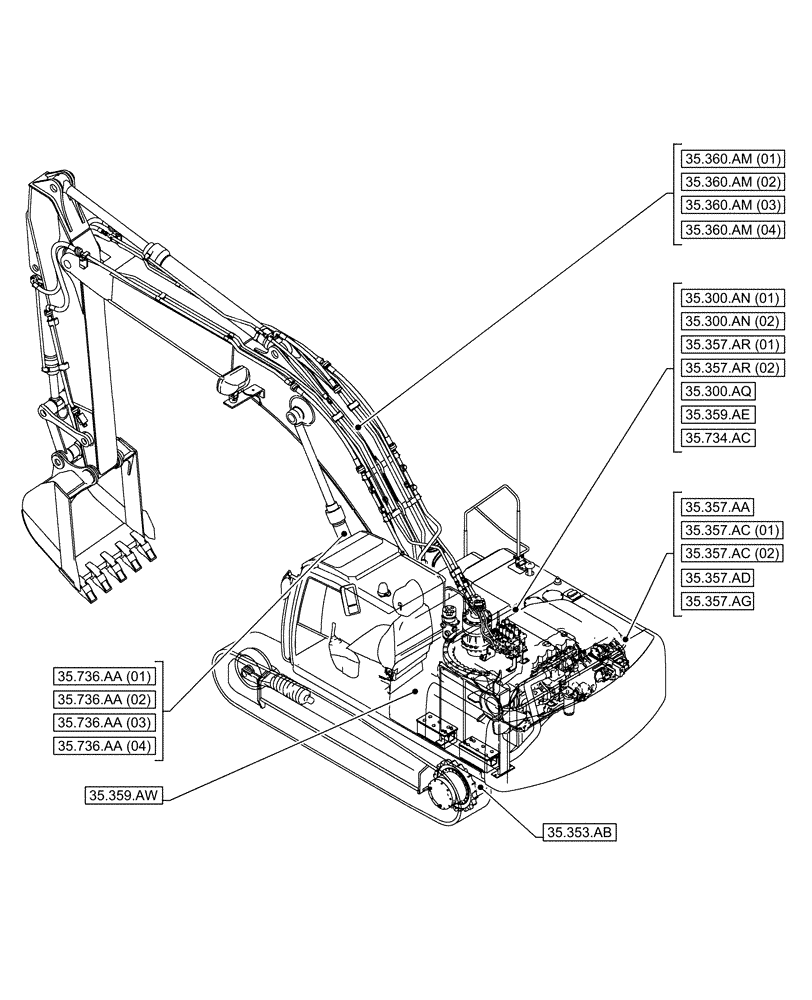 Схема запчастей Case CX300D LC - (35.000.00[06]) - SECTION INDEX - HYDRAULIC SYSTEMS (35) - HYDRAULIC SYSTEMS