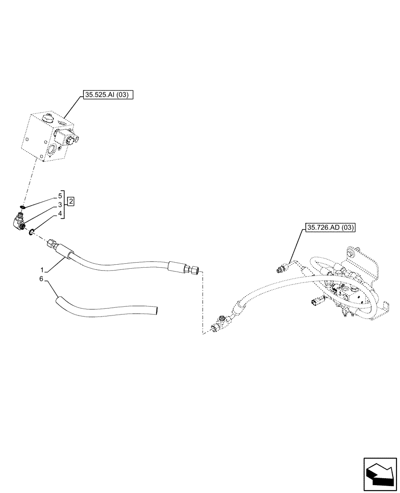 Схема запчастей Case 580SN - (35.525.AA[14]) - VAR - 423084 - AUXILIARY HYDRAULIC, LINES (35) - HYDRAULIC SYSTEMS