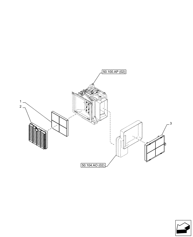 Схема запчастей Case CX130D LC - (50.104.AQ) - CAB, AIR FILTER (50) - CAB CLIMATE CONTROL