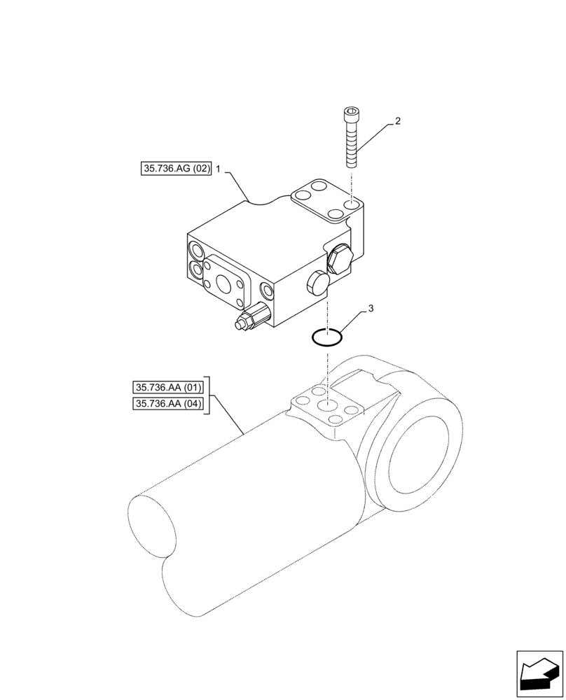 Схема запчастей Case CX250D LC - (35.736.AG[01]) - VAR - 481064 - LIFT CYLINDER, SAFETY VALVE (35) - HYDRAULIC SYSTEMS