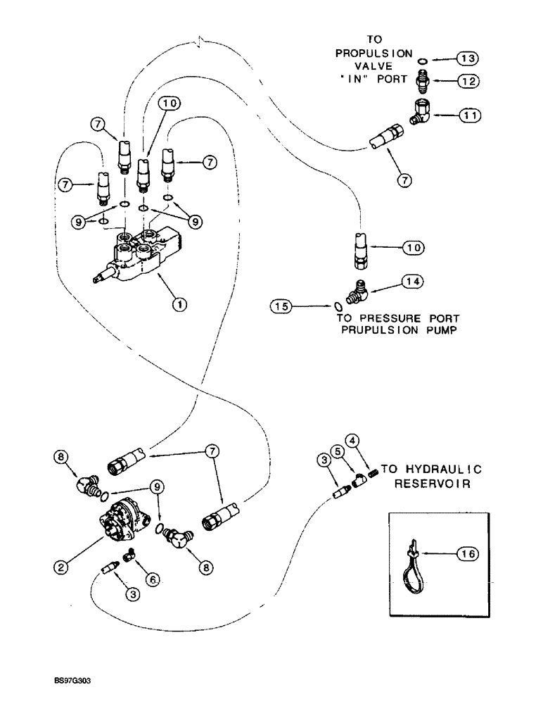 Схема запчастей Case TF300 - (8-34) - HYDRA-BORER HYDRAULIC CIRCUIT, 3 POSITION SPRING CENTERED (08) - HYDRAULICS