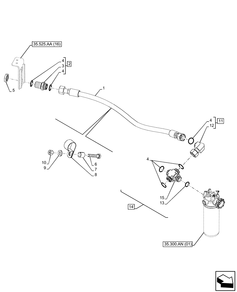 Схема запчастей Case 580SN - (35.525.AA[17]) - VAR - 747662 - AUXILIARY HYDRAULIC, LINES (35) - HYDRAULIC SYSTEMS