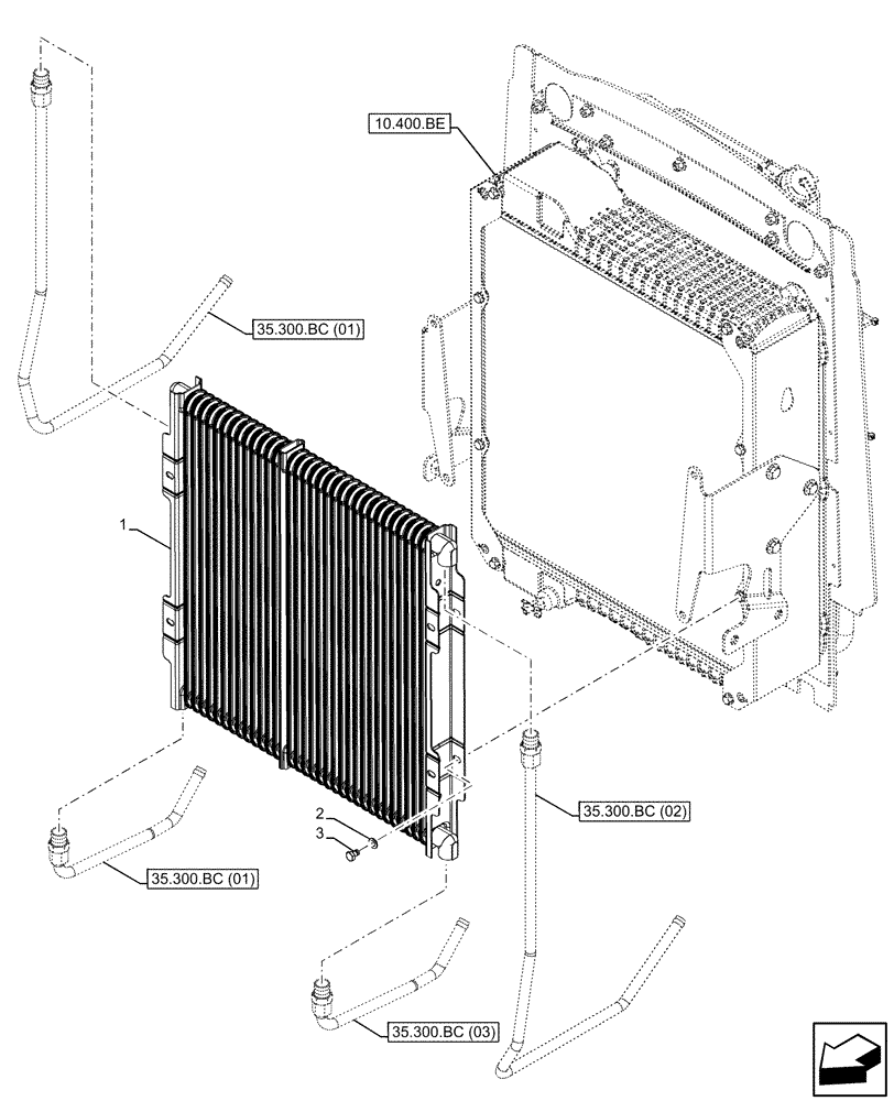 Схема запчастей Case 580SN - (35.300.AB) - VAR - 423000, 423001, 442082, 747853, 747854, 747855 - OIL COOLER (35) - HYDRAULIC SYSTEMS