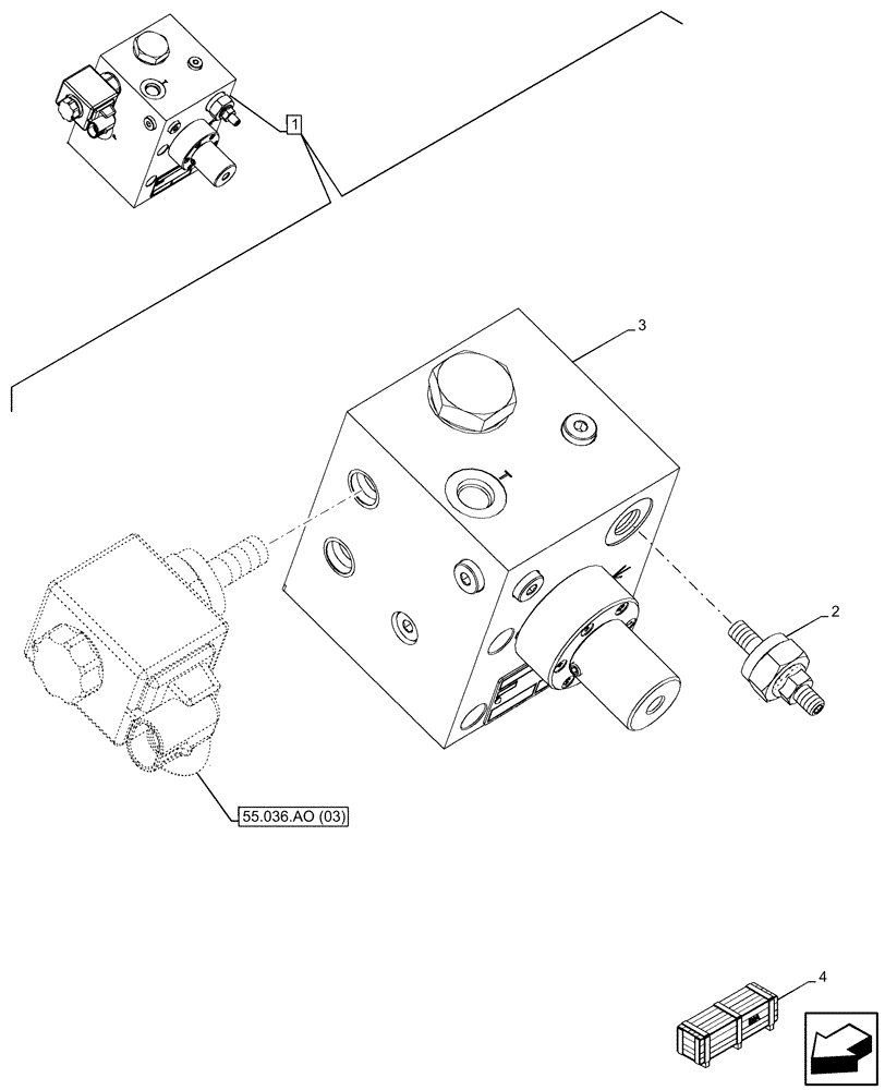 Схема запчастей Case 580SN - (35.525.AI[06]) - VAR - 747662 - AUXILIARY CONTROL VALVE, COMPONENTS (35) - HYDRAULIC SYSTEMS