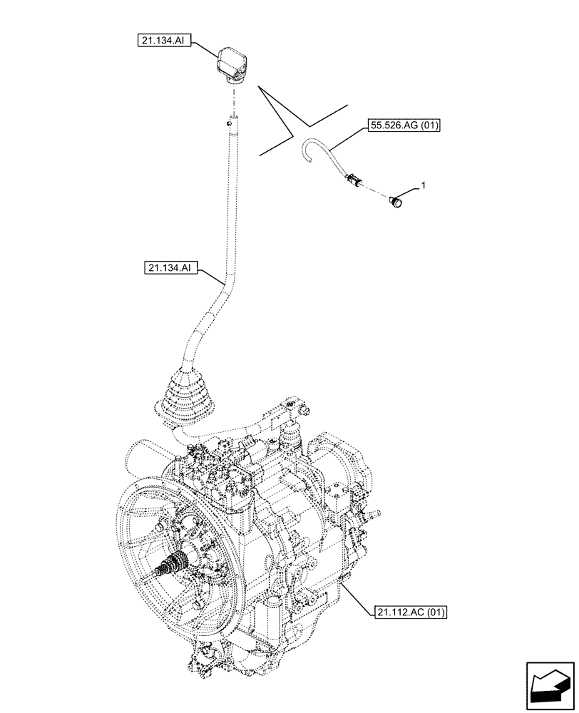Схема запчастей Case 580SN - (55.526.AF[01]) - VAR - 423059 - TRANSMISSION, POWERSHUTTLE, RIDE CONTROL SWITCH (55) - ELECTRICAL SYSTEMS