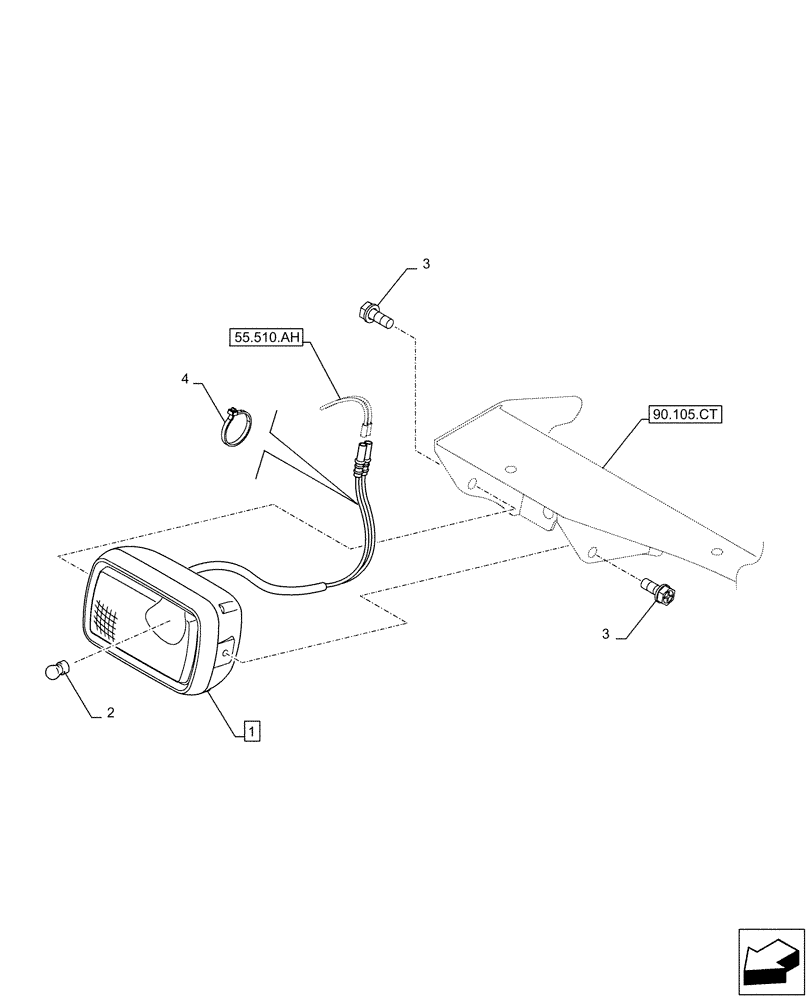 Схема запчастей Case CX160D LC - (55.514.AB[02]) - VAR - 461555, 488040 - WORKING LIGHT, CAB, W/ DEFLECTORWORKING LIGHT, CAB, W/ DEFLECTOR (55) - ELECTRICAL SYSTEMS