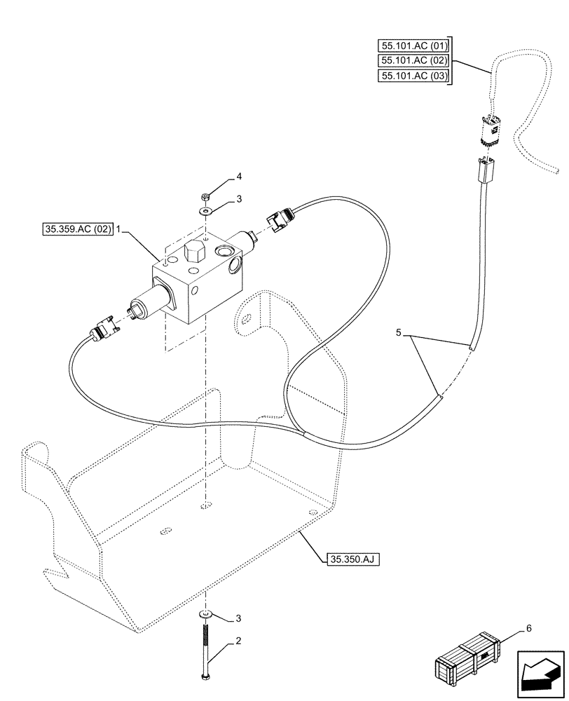 Схема запчастей Case 580SN - (35.359.AC[01]) - VAR - 747776, 747864 - AUXILIARY CONTROL VALVE (35) - HYDRAULIC SYSTEMS