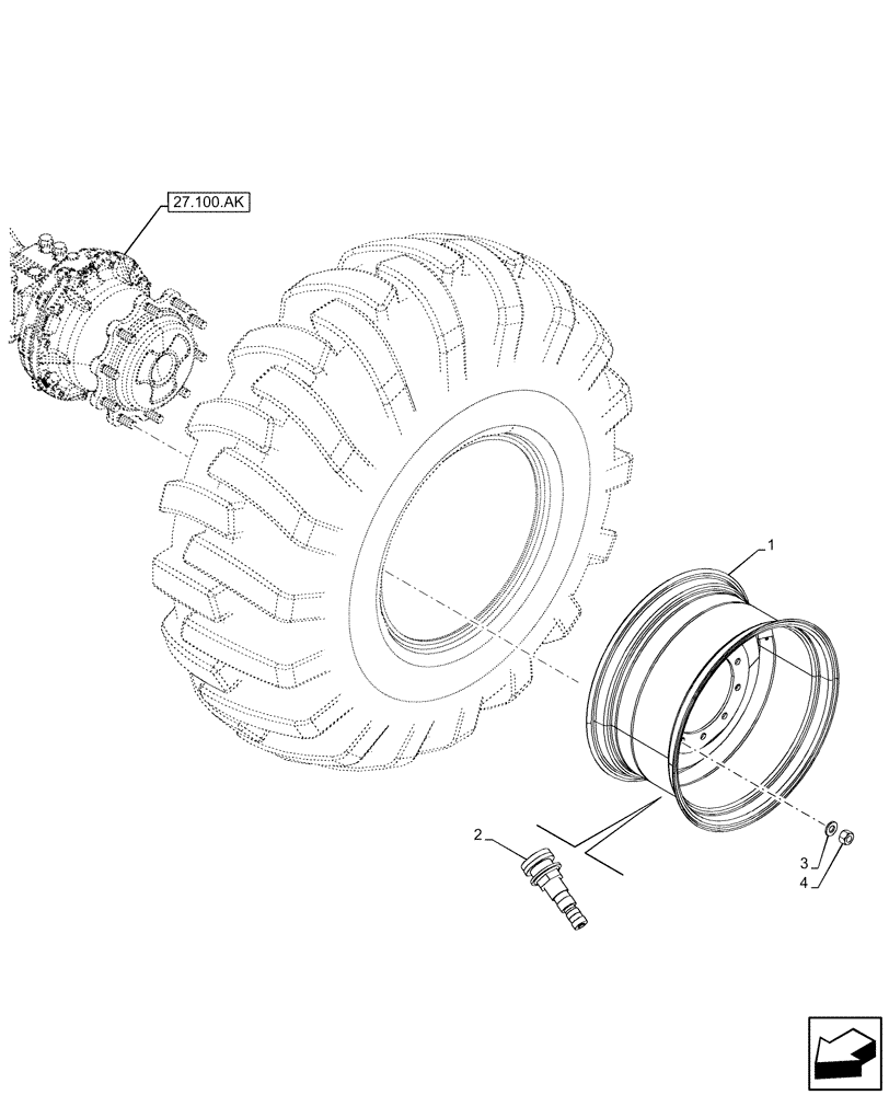 Схема запчастей Case 580SN - (44.520.AB[03]) - VAR - 9300010 - WHEEL, REAR, 15W X 28 (44) - WHEELS