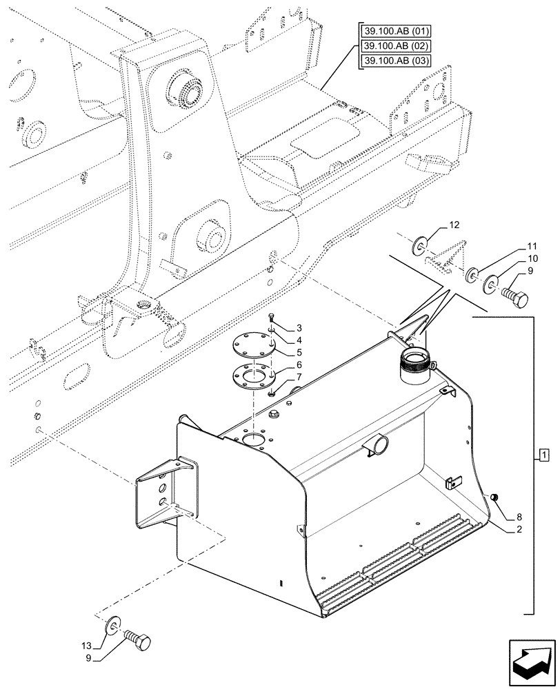 Схема запчастей Case 580SN - (35.300.AQ[03]) - HYDRAULIC OIL RESERVOIR (35) - HYDRAULIC SYSTEMS