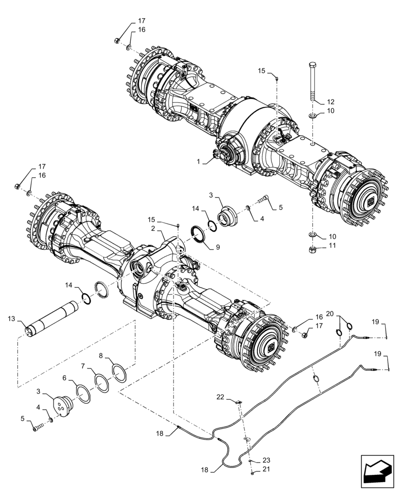 Схема запчастей Case 921F - (27.100.AK[02]) - AXLE INSTALLATION HEAVY DUTY (27) - REAR AXLE SYSTEM