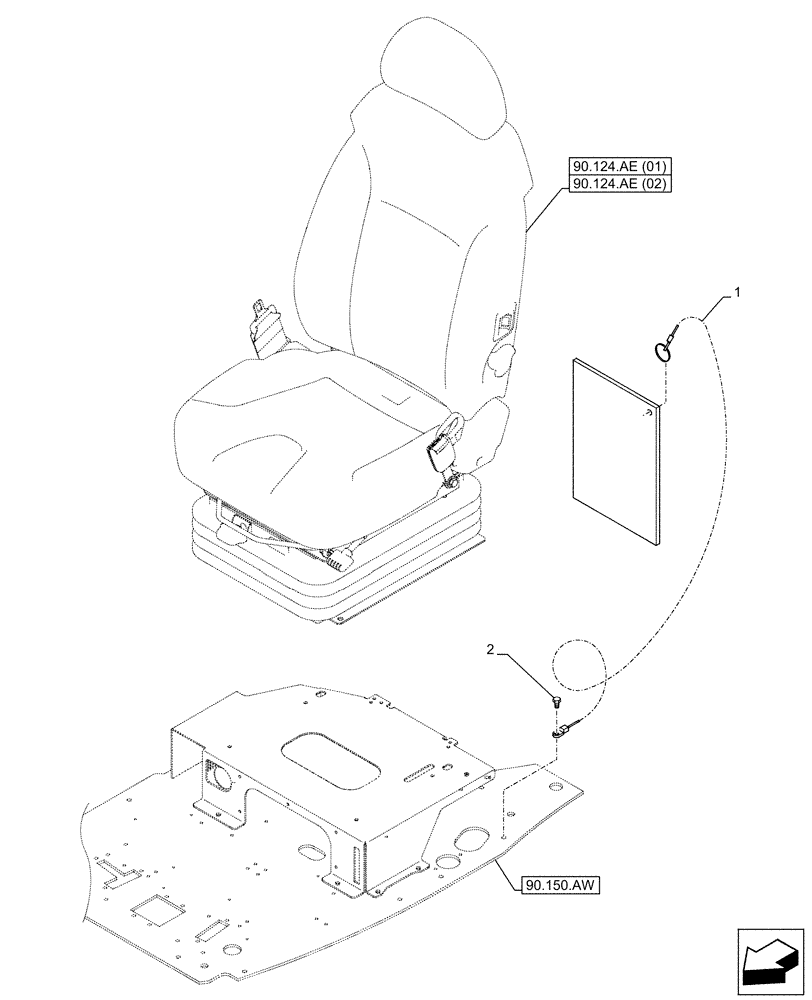 Схема запчастей Case CX130D LC - (90.120.AD) - SEAT, MECHANICAL, SUSPENSION, ACCESSORIES (90) - PLATFORM, CAB, BODYWORK AND DECALS