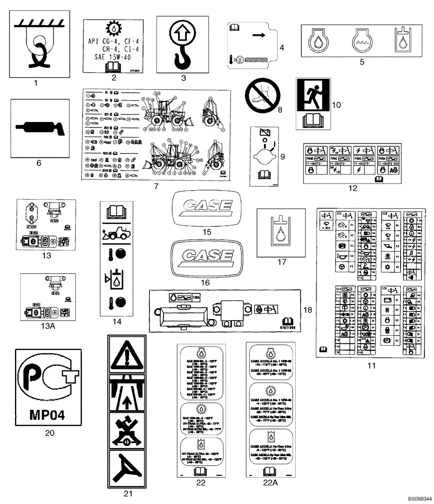 Схема запчастей Case 521E - (09-97) - DECALS - COMMON TO MODEL (09) - CHASSIS