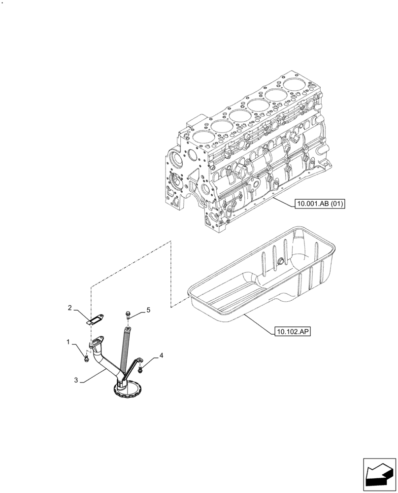 Схема запчастей Case F4HFE6136 B003 - (10.304.AL) - ENGINE OIL, SUCTION TUBE (10) - ENGINE