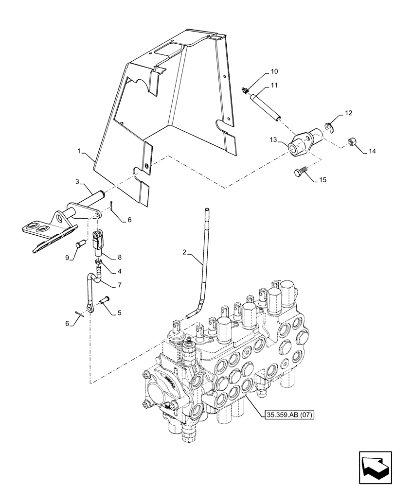 Схема запчастей Case 580SN - (35.359.AF[09]) - BACKHOE CONTROL VALVE, 8-SPOOL, MECHANICAL, CONTROLS (35) - HYDRAULIC SYSTEMS