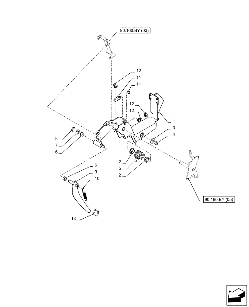 Схема запчастей Case CX130D LC - (90.160.BY[04]) - VAR - 488035, 781277 - CONSOLE, SIDE PANEL, LH (90) - PLATFORM, CAB, BODYWORK AND DECALS
