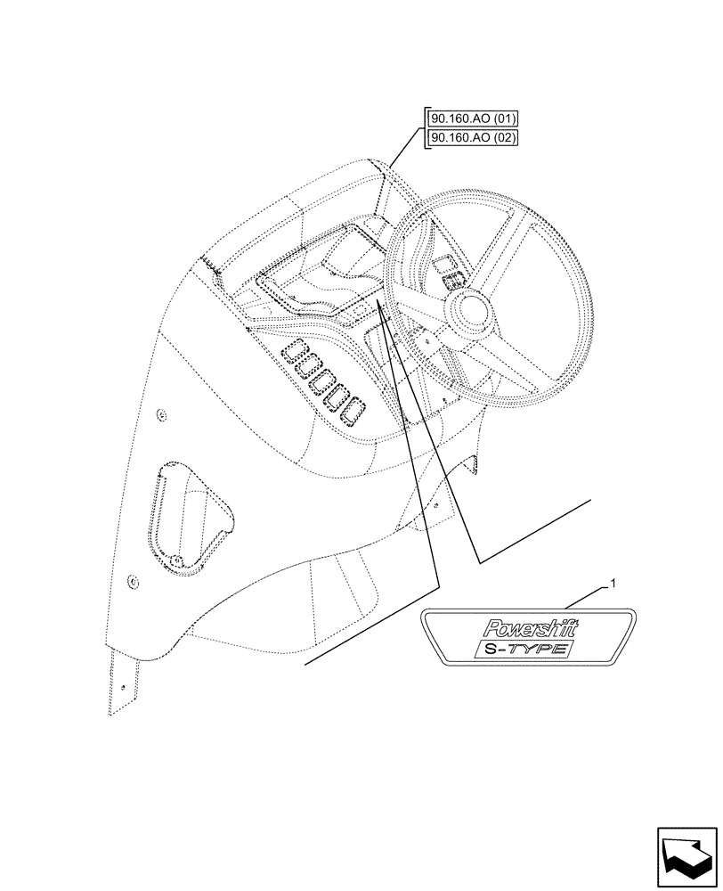 Схема запчастей Case 580SN WT - (90.108.AB[05]) - VAR - 423062 - MODEL IDENTIFICATION DECAL (90) - PLATFORM, CAB, BODYWORK AND DECALS
