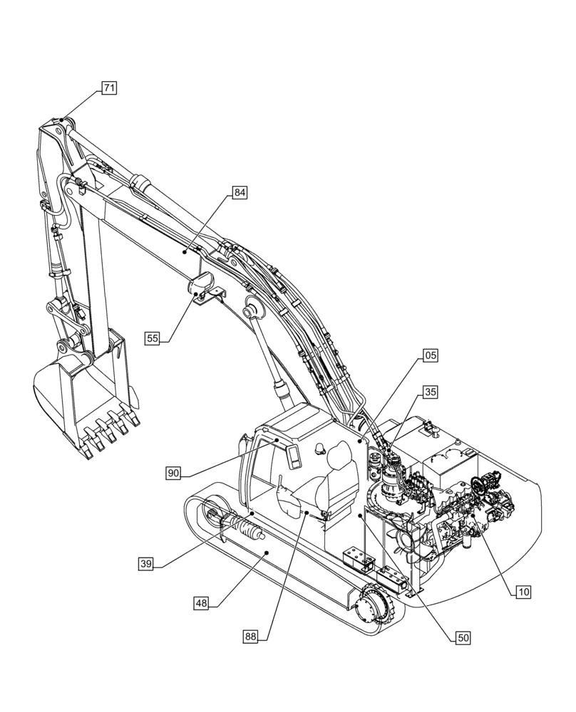 Схема запчастей Case CX350D LC - (00.000.00) - PICTORIAL INDEX - MAIN SECTIONS (00) - GENERAL & PICTORIAL INDEX