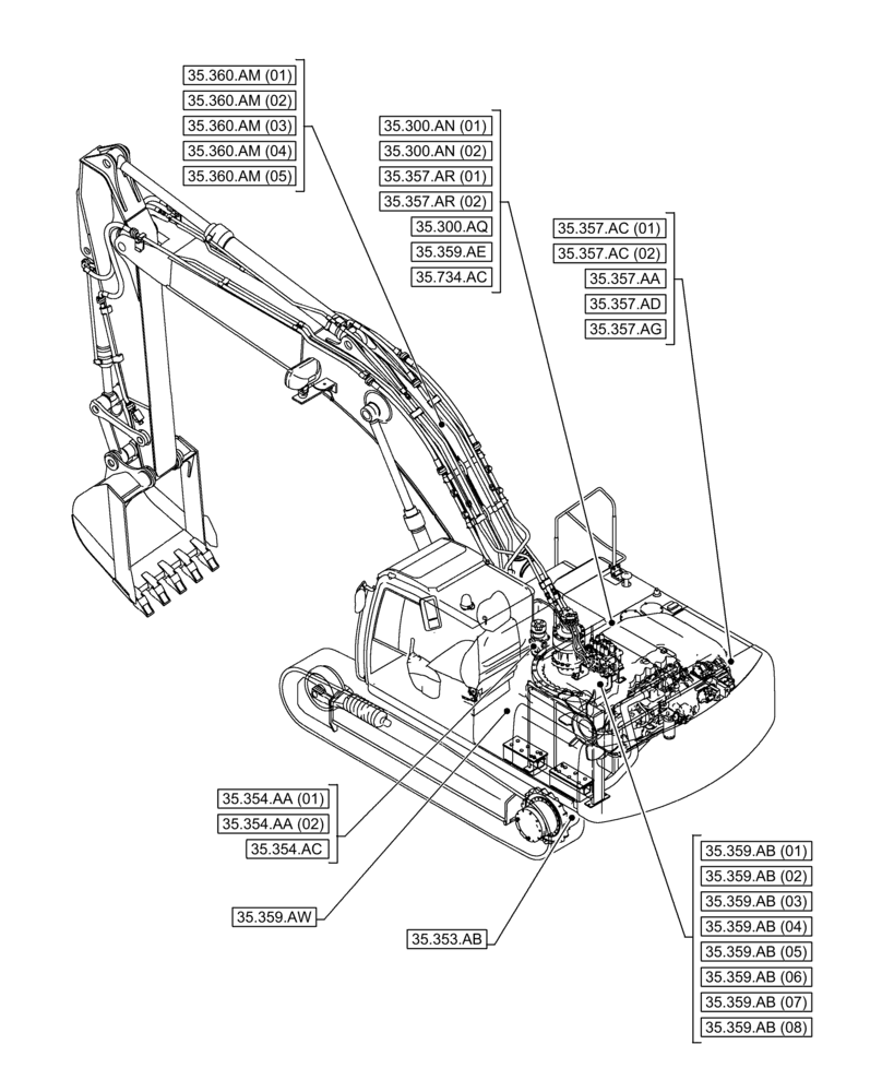 Схема запчастей Case CX350D LC - (35.000.00[06]) - SECTION INDEX - HYDRAULIC SYSTEMS (35) - HYDRAULIC SYSTEMS