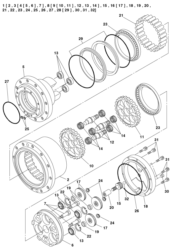 Схема запчастей Case CX130 - (06-02) - FINAL DRIVE - GEAR ASSY, REDUCTION (06) - POWER TRAIN