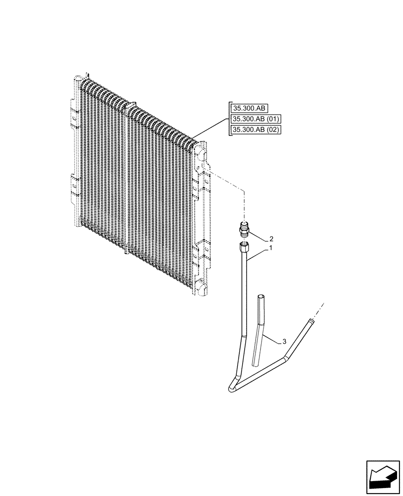 Схема запчастей Case 580SN - (35.300.BC[02]) - VAR - 423000, 423001, 442082, 747853, 747854, 747855 - OIL COOLER LINE (35) - HYDRAULIC SYSTEMS