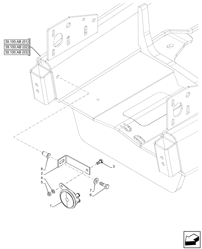 Схема запчастей Case 580SN - (55.408.AG[01]) - HORN (55) - ELECTRICAL SYSTEMS