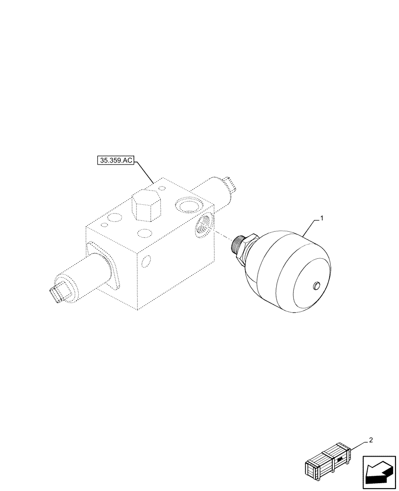 Схема запчастей Case 580SN - (35.357.AA) - AUXILIARY CONTROL VALVE, PILOT ACCUMULATOR (35) - HYDRAULIC SYSTEMS
