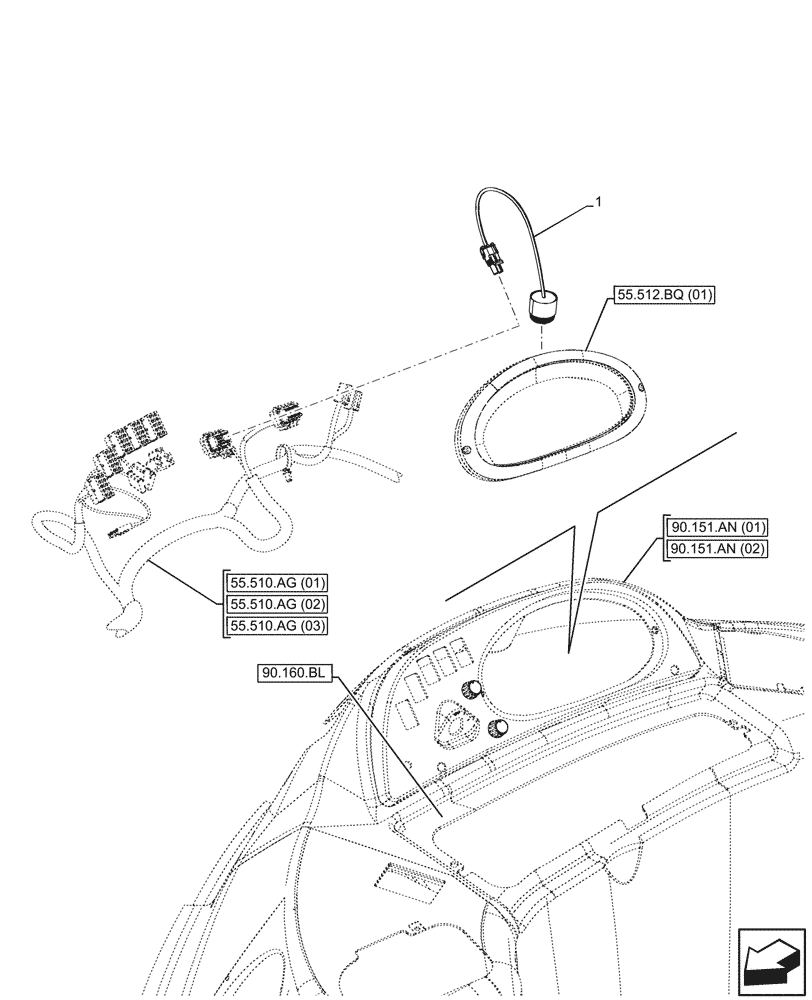 Схема запчастей Case 580SN - (55.408.AG[02]) - HORN (55) - ELECTRICAL SYSTEMS