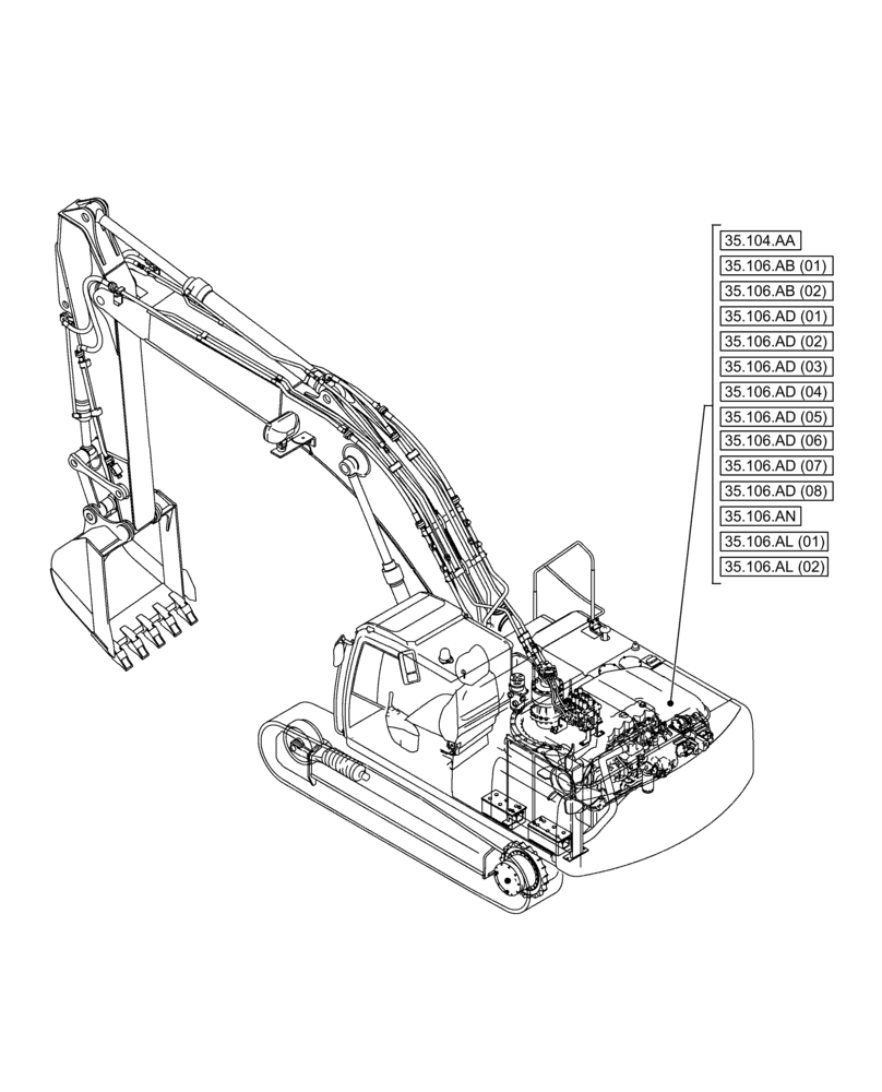 Схема запчастей Case CX350D LC - (00.000.35[07]) - PICTORIAL INDEX - HYDRAULIC SYSTEMS (00) - GENERAL & PICTORIAL INDEX