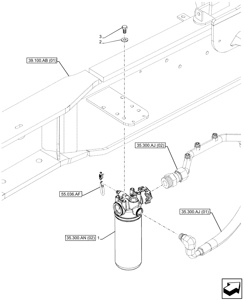 Схема запчастей Case 580SN - (35.300.AN[01]) - OIL FILTER (35) - HYDRAULIC SYSTEMS