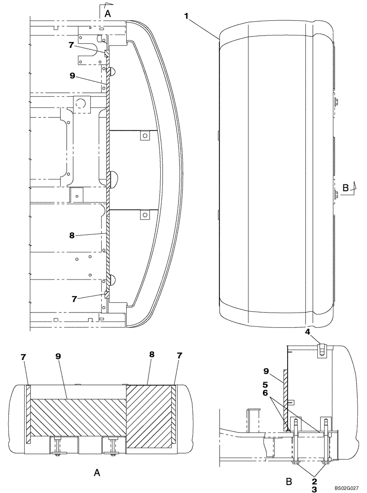 Схема запчастей Case CX210N - (09-04) - COUNTERWEIGHT - SOUNDPROOFING (P.I.N. DAC0721099 - DAC212568) (09) - CHASSIS