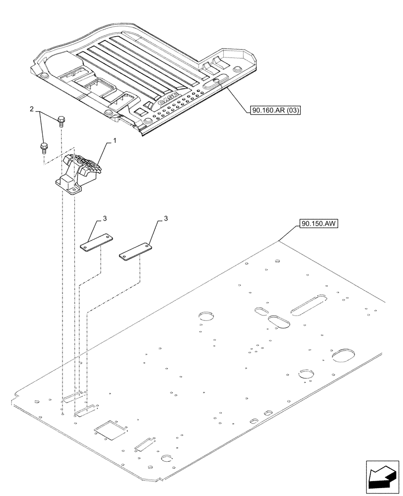 Схема запчастей Case CX210D LC LR - (90.160.AS[03]) - VAR - 461863 - FOOT BOARD, CLAMSHELL BUCKET, ROTATION, W/ ELECTRICAL PROPORTIONAL CONTROL (90) - PLATFORM, CAB, BODYWORK AND DECALS