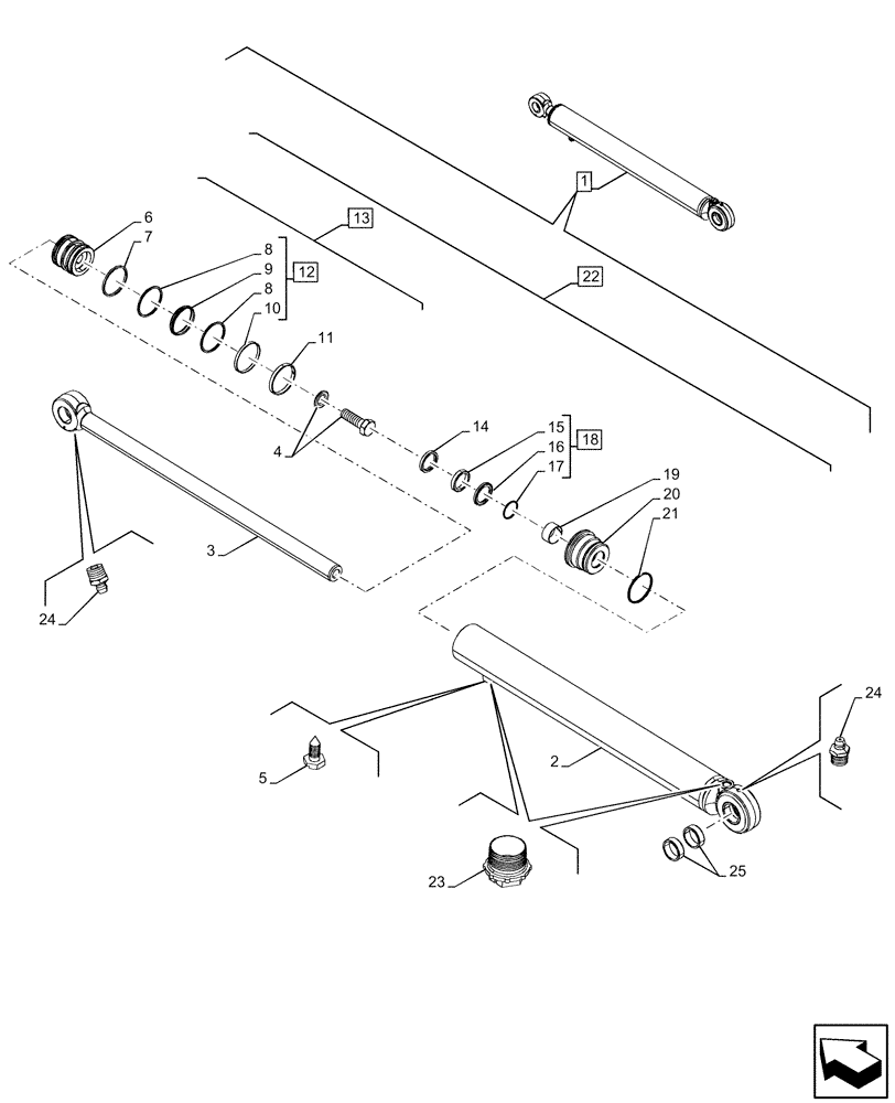 Схема запчастей Case 580SN - (35.701.CB[06]) - LIFT CYLINDER, COMPONENTS (35) - HYDRAULIC SYSTEMS