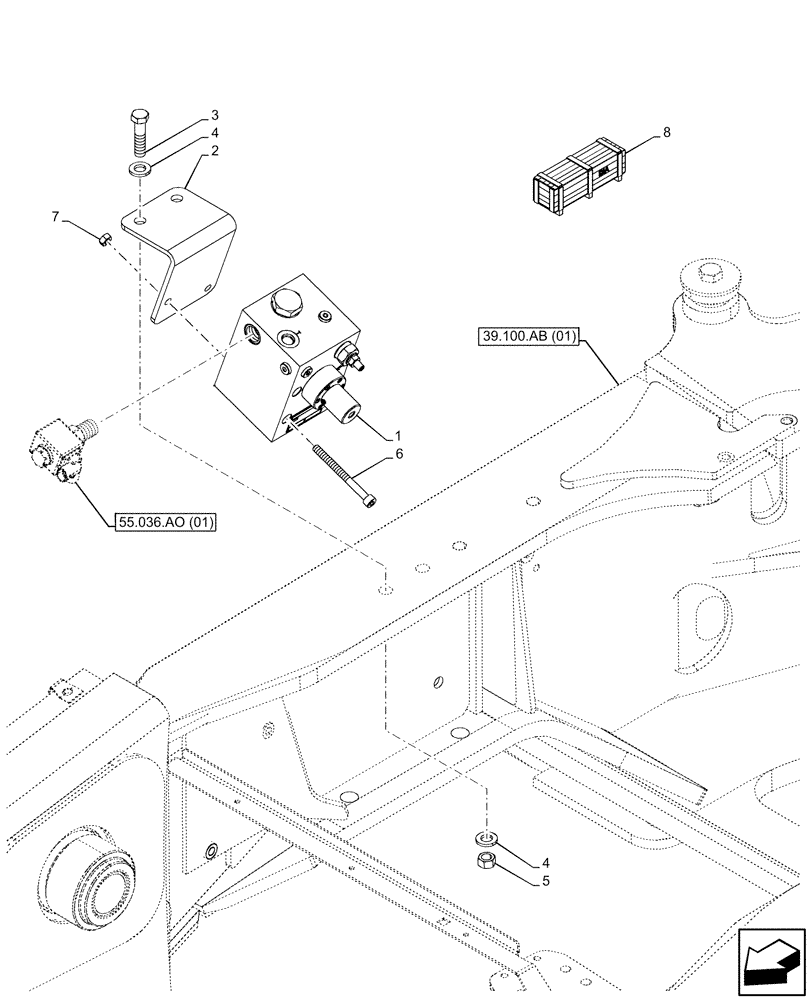 Схема запчастей Case 580SN - (35.525.AI[02]) - VAR - 423083 - AUXILIARY CONTROL VALVE, OPTIONAL EQUIPMENT (35) - HYDRAULIC SYSTEMS