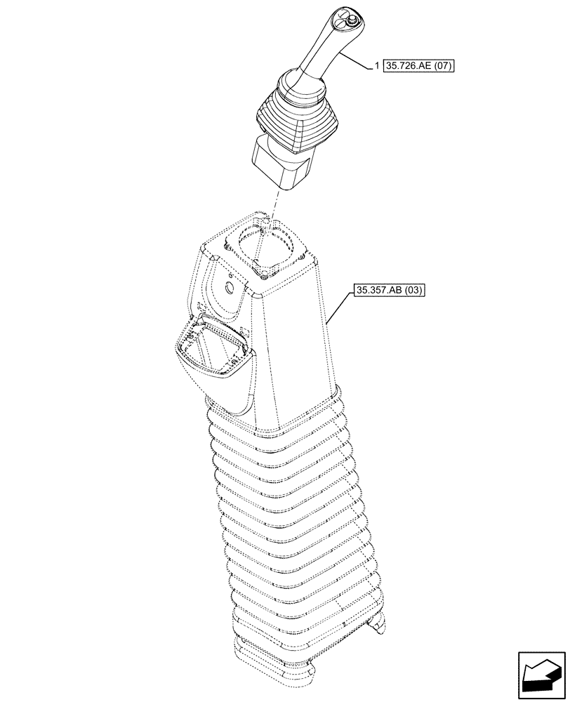 Схема запчастей Case 580SN - (35.726.AE[06]) - 6-SPOOL, 7-SPOOL, PILOT CONTROLS, JOYSTICK MOUNTING, LH (35) - HYDRAULIC SYSTEMS