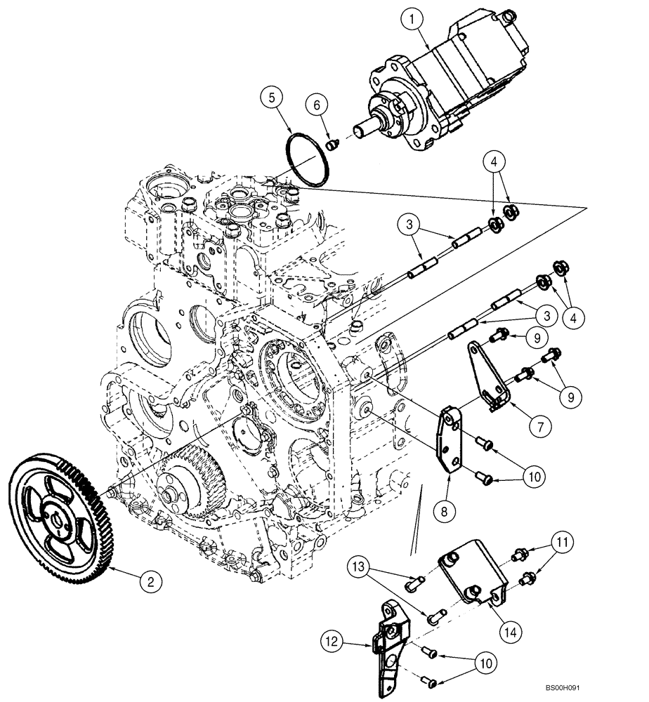 Схема запчастей Case CX240LR - (03-06) - FUEL INJECTION PUMP - GEAR AND MOUNTING BRACKETS (03) - FUEL SYSTEM