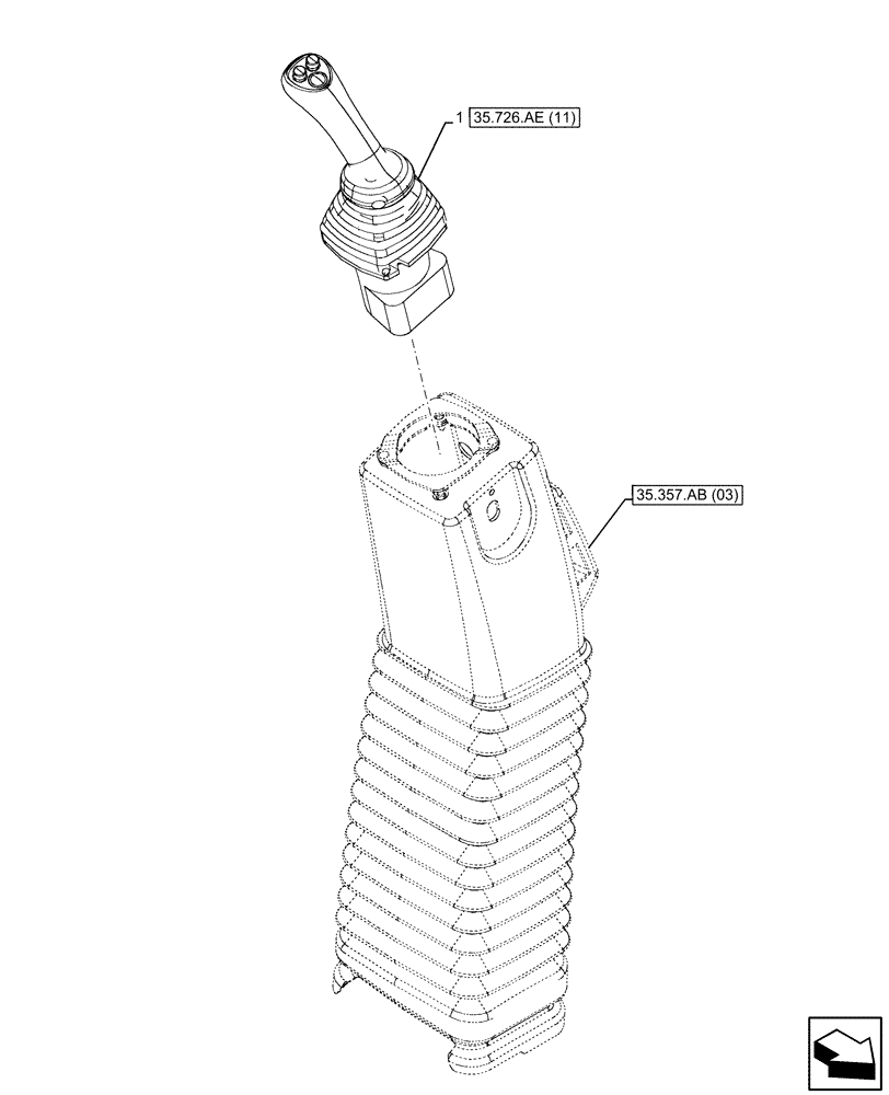 Схема запчастей Case 580SN - (35.726.AE[10]) - 7-SPOOL, 8-SPOOL, PILOT CONTROLS, JOYSTICK MOUNTING, RH (35) - HYDRAULIC SYSTEMS