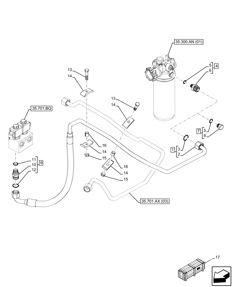 Схема запчастей Case 580SN - (35.701.BR[07]) - VAR - 747873 - RIDE CONTROL, VALVE, HYDRAULIC LINE, TANK - END YR 28-OCT-2016 (35) - HYDRAULIC SYSTEMS