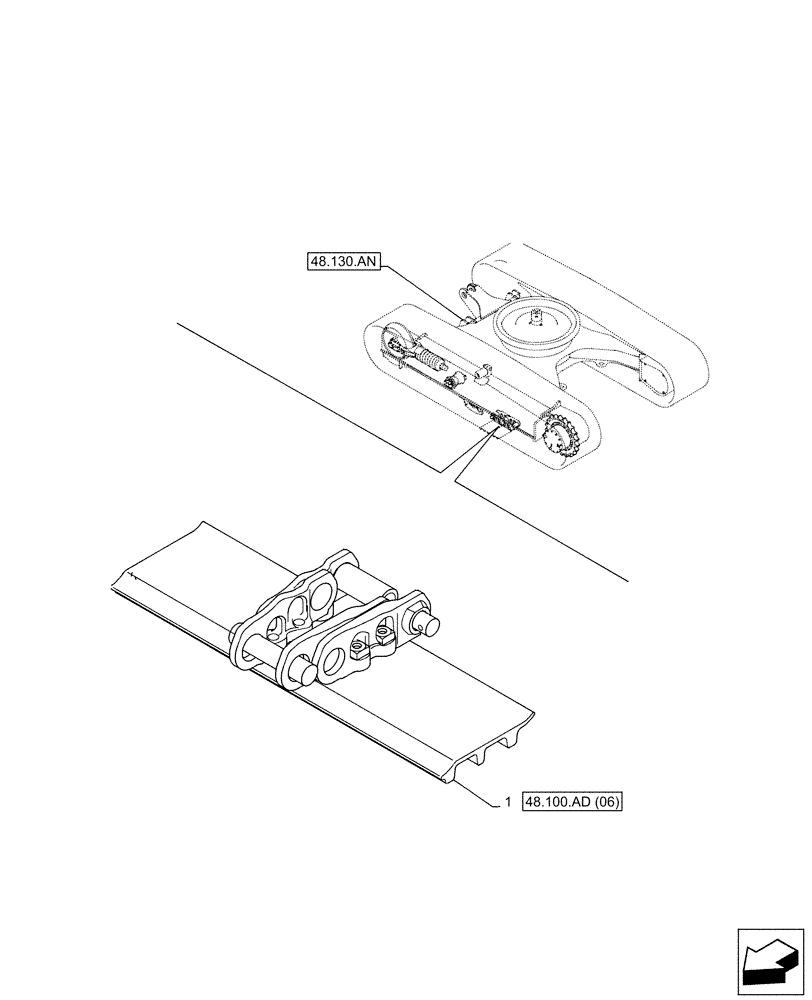 Схема запчастей Case CX300D LC - (48.100.AD[05]) - VAR - 956000 - TRACK CHAIN (L=800MM) (48) - TRACKS & TRACK SUSPENSION