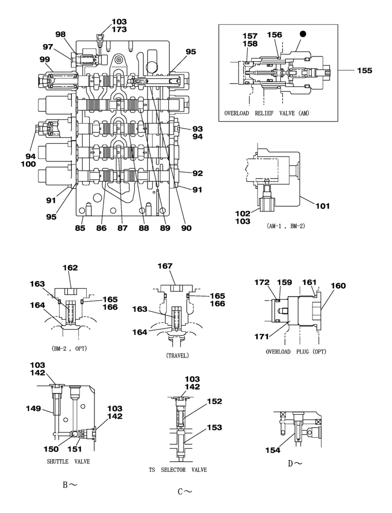 Схема запчастей Case CX800B - (08-98) - CONTROL VALVE (08) - HYDRAULICS