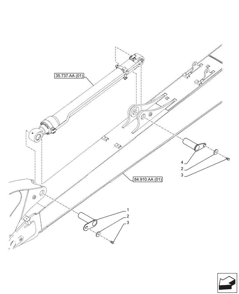 Схема запчастей Case CX210D LC LR - (84.912.AB[01]) - VAR - 481248 - ARM, CYLINDER, PIN (84) - BOOMS, DIPPERS & BUCKETS