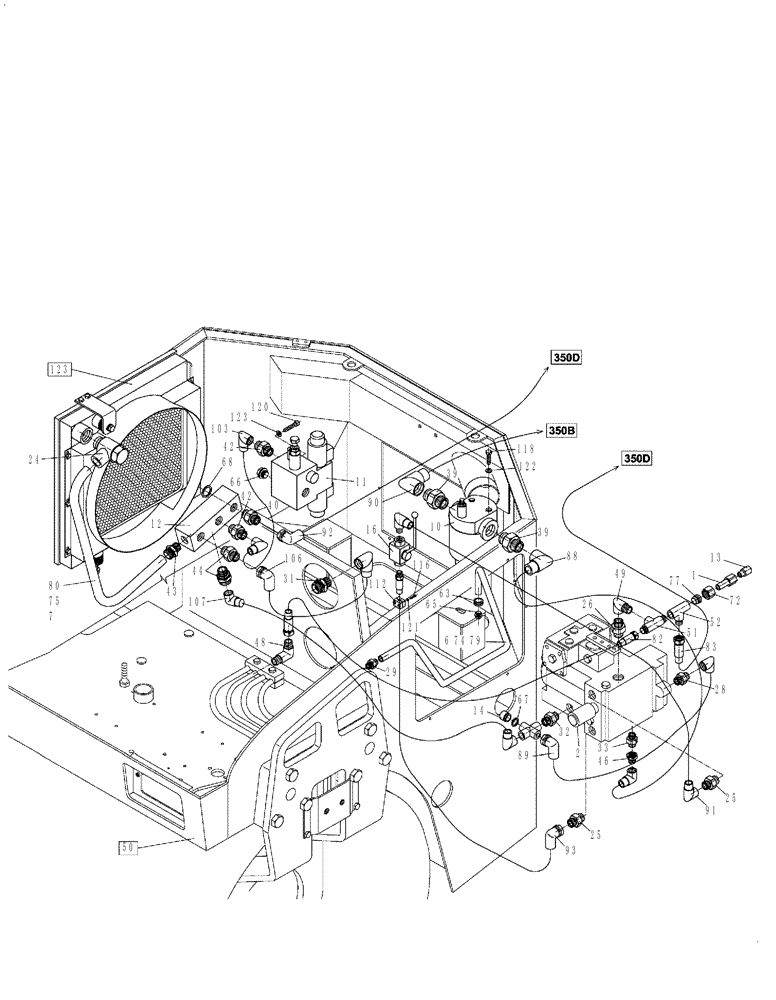 Схема запчастей Case DV201 - (10-350A/12[01]) - HYDRAULIC CIRCUIT, TRAVEL (07) - HYDRAULIC SYSTEM