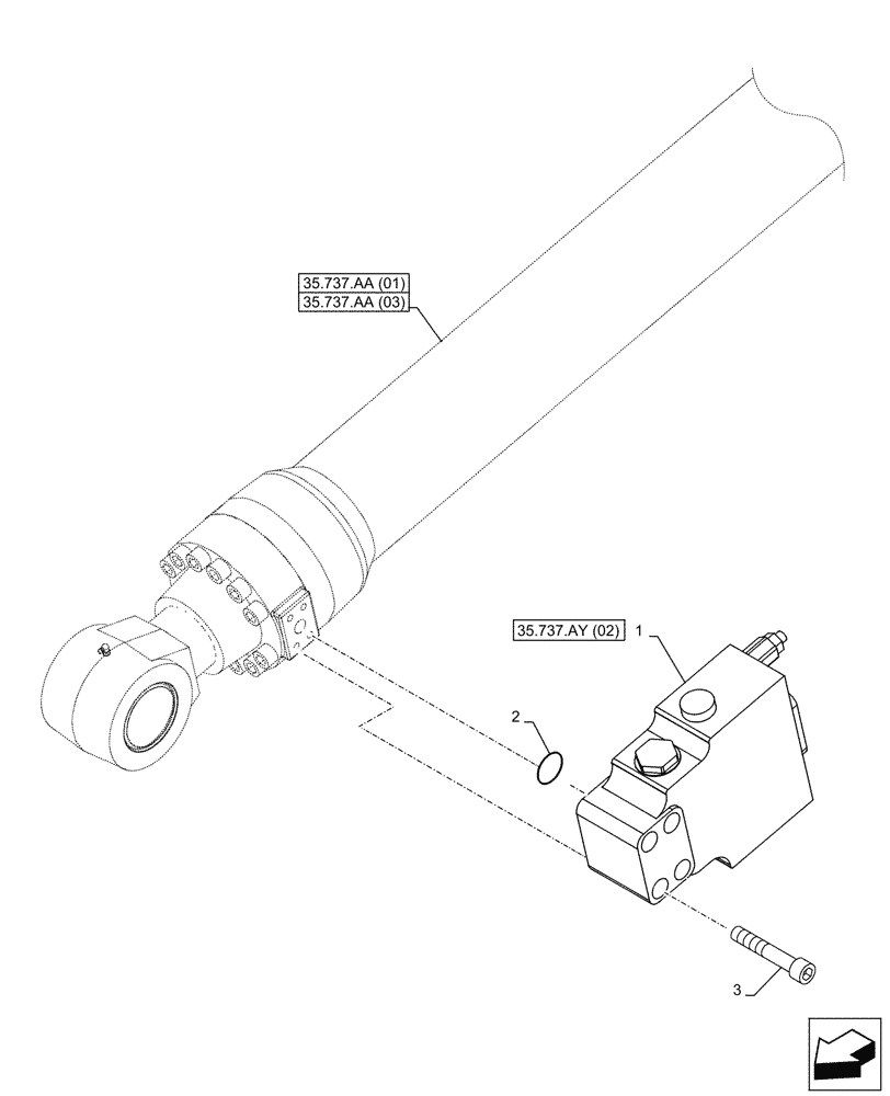 Схема запчастей Case CX210D NLC - (35.737.AY[01]) - VAR - 481064, 461585 - ARM, CYLINDER, SAFETY VALVE (35) - HYDRAULIC SYSTEMS