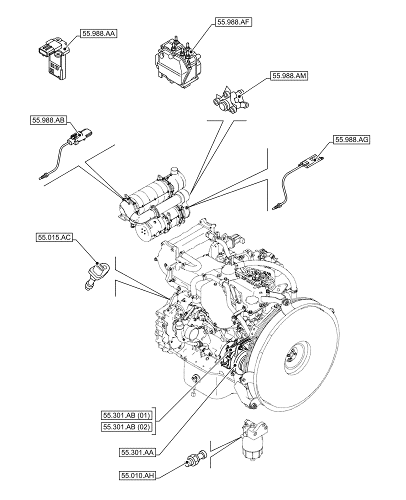Схема запчастей Case AQ-4HK1XASS01 - (00.000.55[02]) - PICTORIAL INDEX - ELECTRICAL SYSTEMS (00) - GENERAL & PICTORIAL INDEX
