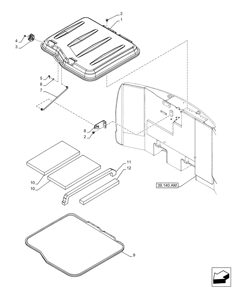 Схема запчастей Case CX130D LC - (90.100.AU[01]) - ENGINE HOOD (90) - PLATFORM, CAB, BODYWORK AND DECALS